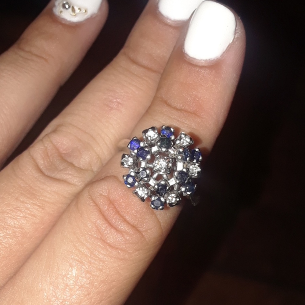 Vintage diamond and blue sapphire  ring